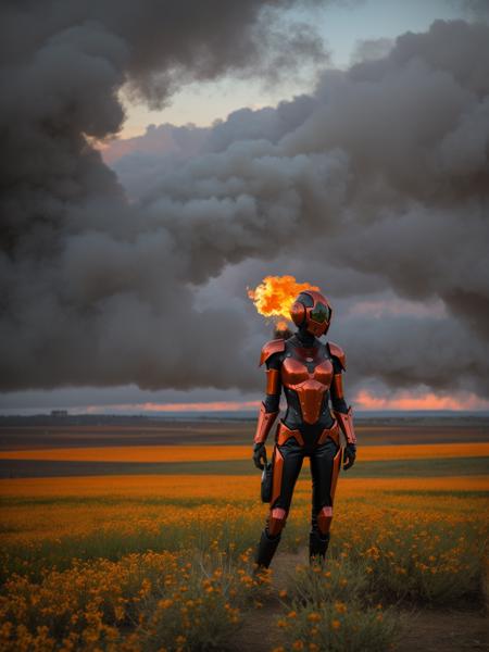 (shy dynamic pose, cute woman with perfect face:1.25), action, red armor plate, cinematic photo biomechanical style, blend of organic and mechanical elements, futuristic, cybernetic, slender BREAK land art style,(A landscape with a orange atmosphere that scatters the light in different hues, flora is fantastical and whimsical, such as cotton candy clouds, rainbow flowers, and candy cane trees), lifelike precise,  torrents of burning radiation, crust vent noxious yellow-green toxic vapors, looming shadow blots out the smoldering remains of the sun BREAK epiCPhoto, cinematic still, <lora:Yebenya_SD1.5:0.125> <lora:Macro_Trash_SD15-000031:0.125> <lora:Doomers_Joy_triggers-000040:0.125> doomersjoy, doomers_sky, doomers_pipes, doomers_smoke, (strong gloom:1.225), f2.8, (natural morning light:1.1) (shallow depth of field swirly bokeh:0.9)