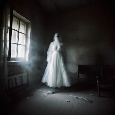 In a weathered apartment, the air is heavy with silence. Moonlight seeps through cracked windows, casting feeble rays upon desolation. Each step on creaking floorboards reverberates through the neglect-laden space. Shattered furniture, draped in dusty sheets, stands like ghosts frozen in time, and fractured mirrors distort reality.
A spectral whisper rustles through tattered curtains, revealing the apartment's untold stories. Suddenly, the air chills, and in a corner, a female ghost materializes. Her translucent form hovers, tattered garments swaying like ethereal tendrils. Hollow eyes fixate on you with an unsettling gaze.
As the ghost hovers, a chilling aura distorts the air, sending shivers through your spine. Oppressive silence is pierced by spectral moans, an unseen presence transforming the apartment into a gateway to the supernatural.
Irregular floorboard creaks respond to an otherworldly force. Shadows dance as the ghost moves through dimly lit space, once-familiar surroundings twisting into a nightmarish dreamscape.
Flickering light plays tricks, casting eerie reflections. The ghost's hovering figure defies the physical realm, creating uncanny unease. Spectral moans envelop the apartment in a haunting symphony.
In this spooky scene, the dilapidated apartment becomes a canvas for the supernatural. Dilapidation, chilling atmosphere, and the hovering female ghost merge, leaving an indelible mark of fear and unease.