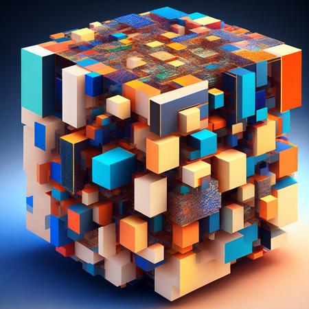 (cubismcubed style:1) a computer generated image of a cube made out of cubes <lora:djzCubismCubedV21_LoraBooth:1>