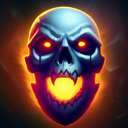 Awesome RPG icon of a screaming skull mask, magic mana voltage energy smokes, game asset trending on artstation