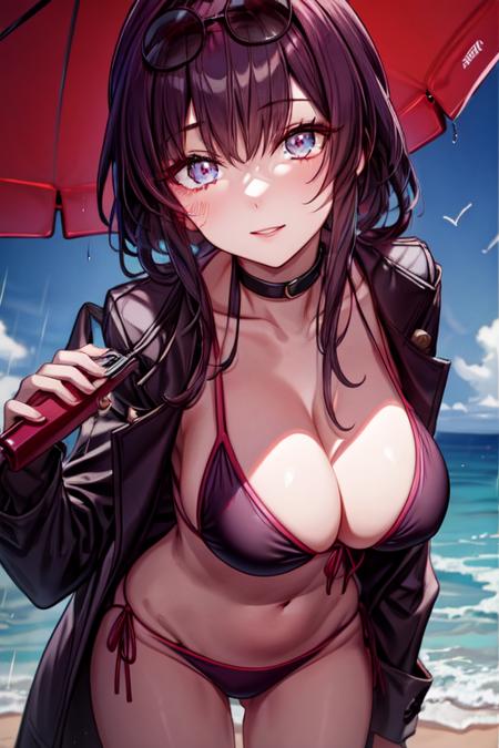 <lora:KafkaMeinaModel:0.6>, a cute girl,bikinis,beach, rainy weather, <lora:add_detail:1>, (best quality:1.1), (masterpiece:1.2), high quality shadow, beautiful detailed, (high detailed skin, skin details),(wide_landscape,8k), beautiful face, detailed eyes, depth of field, best quality, highres, best shadow, best illumination,