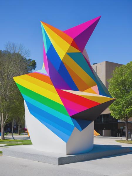 <lyco:OkudaSanMiguel:1.0> swift sculpture printed concrete by Okuda San Miguel