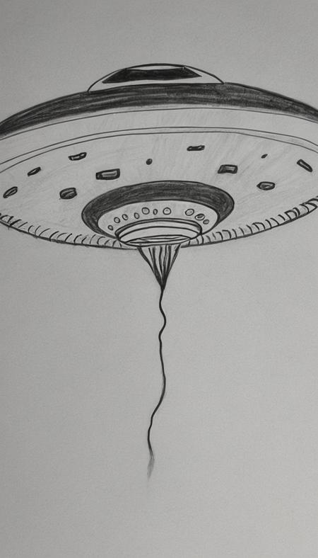 UFO <lora:DD-Drawing-XL:1> black, and, white, drawing