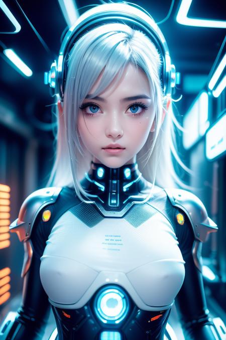 robot cyberpunk 1girl