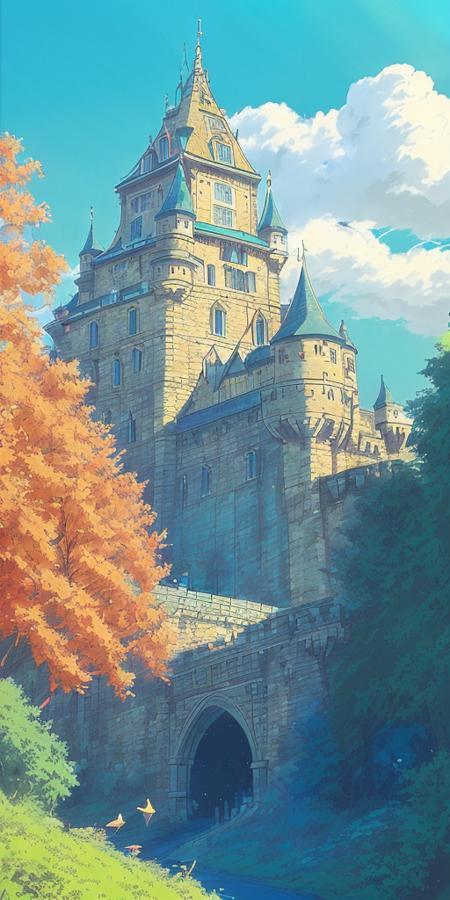 (Gorgeous anime_screencap,limited palette, :1.3) of (Screen print:1.3),(Cosy:1.3) photorealistic, Analog Style photo, (architecture, bird, blue_sky, bridge, (single Medieval Tavern|castle on hill:1.3), cloud, cloudy_sky,, no humans, :1.2)by studio ghibli, oil painting \(medium\), acrycle painting, by (nvinkpunk:0.3),(kuvshinov:0.8),(dreamlikeart:0.3),(samdoesart:0.3),(modelshoot style:0.3),, unreal engin 5,octane render,(2D:1.2), digital painting, artstation, concept art, smooth, sharp focus,art by ross tran and greg rutkowski and alphonse Mucha and Bak Karol,,(colorful:1.16), soft lightingstudio ghibli,Shinkai Makoto,(__Hyperrealism:1.3),(__Photorealism:1.3),(80s Art:1.3),(Low Contrast:1.3)<hypernet:2nvinkpunk:1.0>