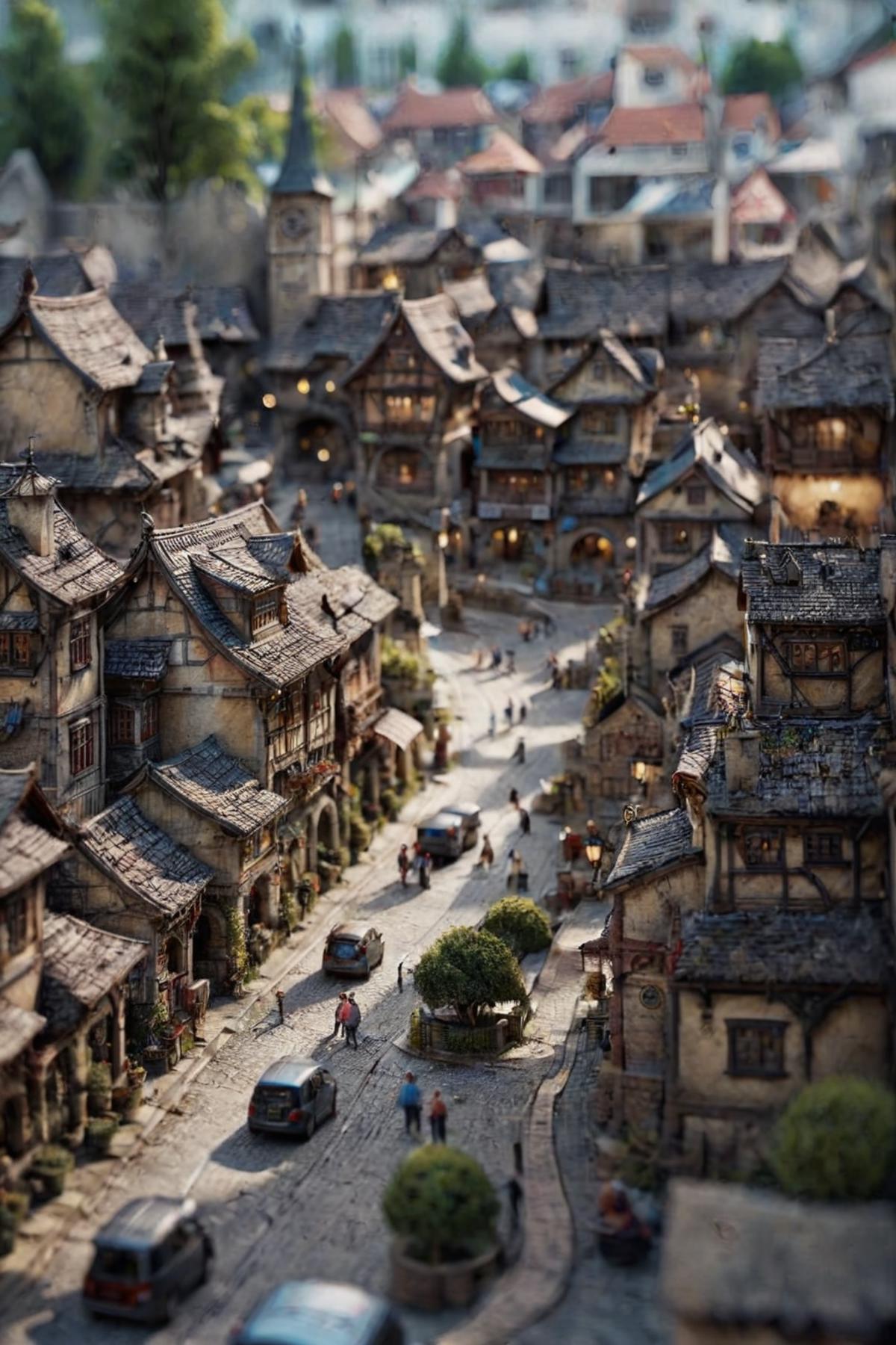A Model Town with Narrow Streets and Old Buildings.