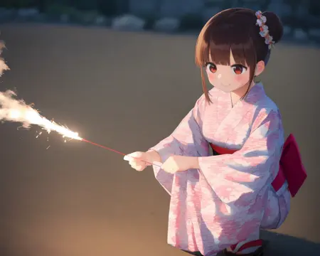 Fireworks squat with handheld fireworks