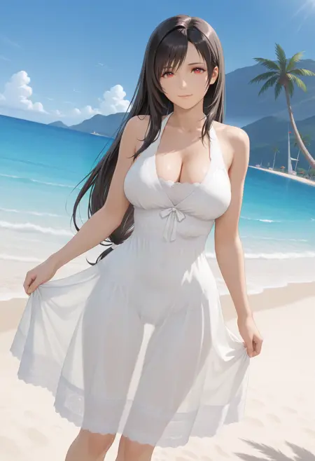 純白のスリットドレス / Pure White Slit Dress- DOAXVV Outfit (Illustrious)