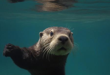 sea otter, underwater view