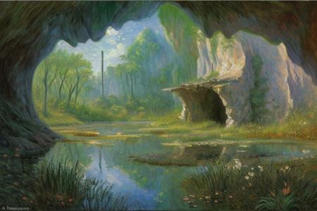 (industrialism:1.0), (impressionism:1), scene painting, a painting, Wetland ,Cave/Karst ,