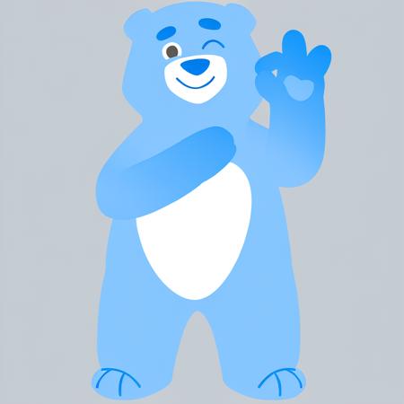 DMdyoma, cartoon bear, vector graphics illustration with blue color gradient