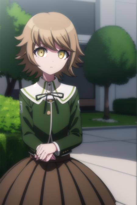 chihirofujisaki, <lora:chihiro fujisaki s1-lora-nochekaiser:1>,
chihiro fujisaki, short hair, bangs, brown hair, (brown eyes:1.3), male focus, otoko no ko,
BREAK skirt, shirt, long sleeves, ribbon, school uniform, jacket, pleated skirt, black ribbon, neck ribbon, brown skirt, green jacket,
BREAK outdoors, classroom,
BREAK looking at viewer, (cowboy shot:1.5),
BREAK <lyco:GoodHands-beta2:1>, (masterpiece:1.2), best quality, high resolution, unity 8k wallpaper, (illustration:0.8), (beautiful detailed eyes:1.6), extremely detailed face, perfect lighting, extremely detailed CG, (perfect hands, perfect anatomy),