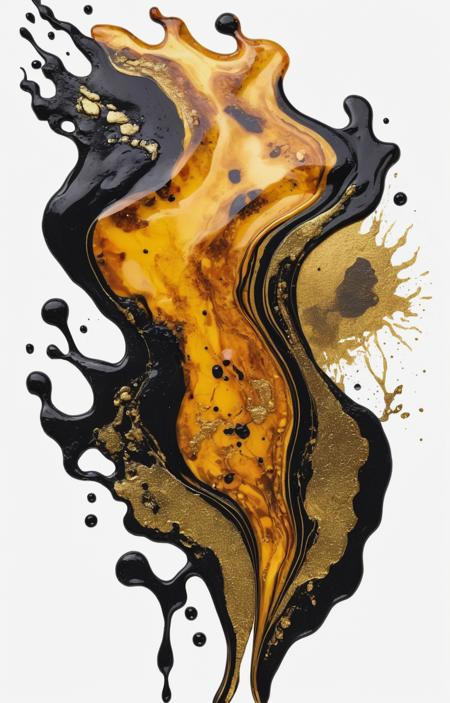 amber with black gold fluid art, clipart