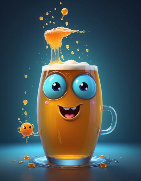 concept art <lora:Smiling_Jellyfish_XL_Series:1> a cartoon character is in a beer glass, boiling imagination in a bowl, character is covered in liquid, rendered in cinema 4 d octane, blender art, cute 3 d render, rendered in cinema4d, rendered in cinema 4 d, fairy fruit. octane render, ultra realistic 3d illustration, surreal 3 d render, realistic jelly splashes, spilling juice
 . digital artwork, illustrative, painterly, matte painting, highly detailed