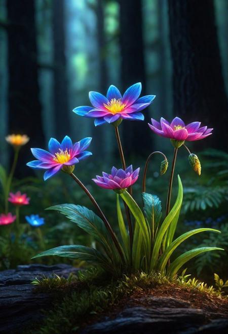 Fantasy, twinkling flowers, forest, light, sparkle, fine art, extreme details, photorealistic, matte painting" ultra highly detailed, detailed, black bg, night bg, rainbow color, ceramic, this one digital painting, highly detailed, intricated, intricated pose, clarity, high quality, center align, Miki Asai Macro photography, close-up, hyper detailed, trending on artstation, sharp focus, studio photo, intricate details, highly detailed, by greg rutkowski<lora:xl_more_art-full_v1:0.4>