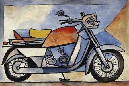 p1c4ss0, a (((water color portriat cubism painting of a raccoon on a motorbike))), 1936 Marie-ThВrКse Walter au chapeau style