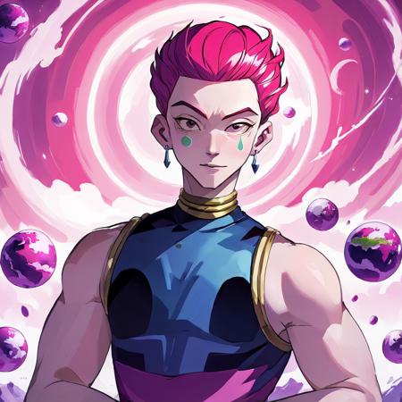 Hisoka meek in a distant world by Raymond Swanland, <lora:ilacartoon-000017:0.7> <lora:Hisoka_Morow:0.8>