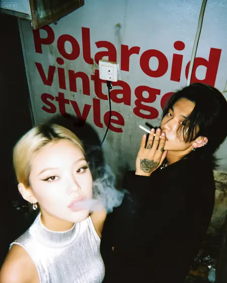 Polaroid-style retro film look