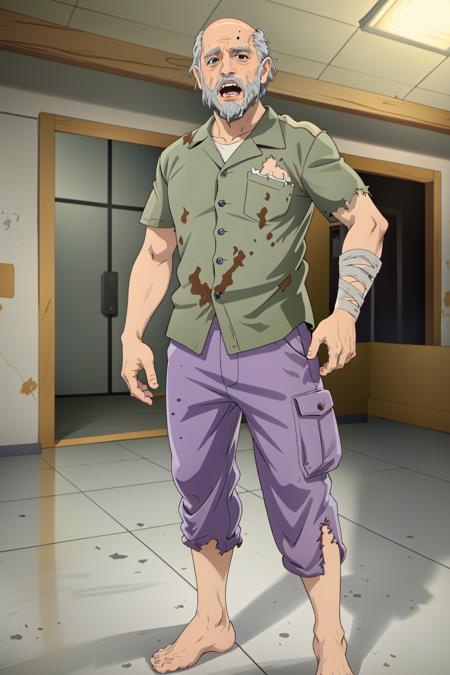 WheelchairguyHW ,torn clothes,bandages,purple pants,barefoot