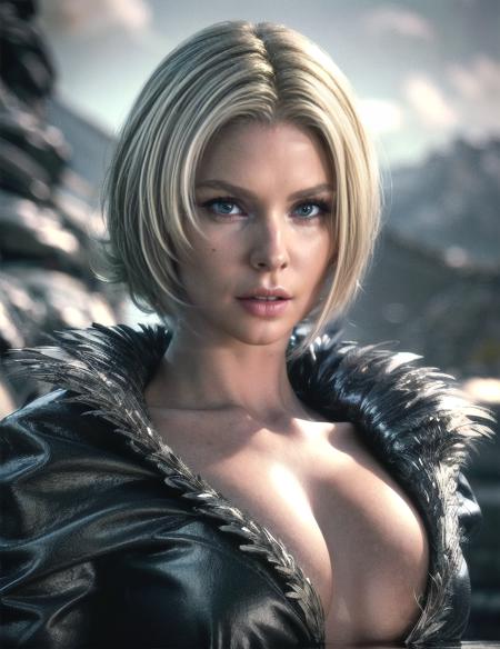 benedicta, blonde, sexy, black dress, white fur collar, topless, (8k, RAW photo, best quality, masterpiece:1.2),ultra-detailed, (high detailed skin:1.2), 8k uhd, dslr, soft lighting, high quality,  <lora:Benedicta_Harman_v1:0.8> <lora:Model-EX_Enhancer:1> <lora:add_detail:1>