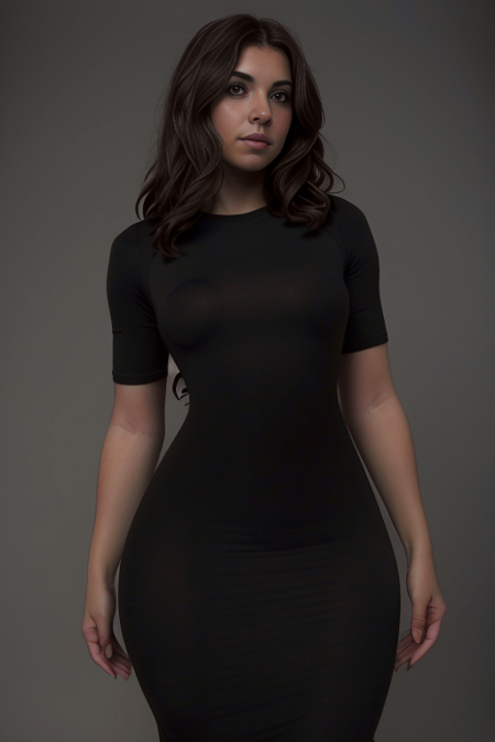 1 girl, cute european girl, adult, <lora:ackneellengthteeshirtBD:1.2>, (ackneellengthteeshirtBD dress:1.3), (medium long dress figure:1.4), extremely tight fitted dress figure, flawless dress, wrinkless dress, creases-less outfit, grandiose, make-up, (perfect female figure:1.2), medium breast, front view, full body, portrait, photo realistic, RAW photo, (intricate detailed eyes), alone, from low, a villain's smile, (looking at the camera), face details, unbelievable intricate details, real lighting, bloom, volumetric lighting, cinematic lights (ultra skin texture) realistic, best quality, photo-realistic 8k, best quality, masterpiece, realistic, photo-realistic, high res,