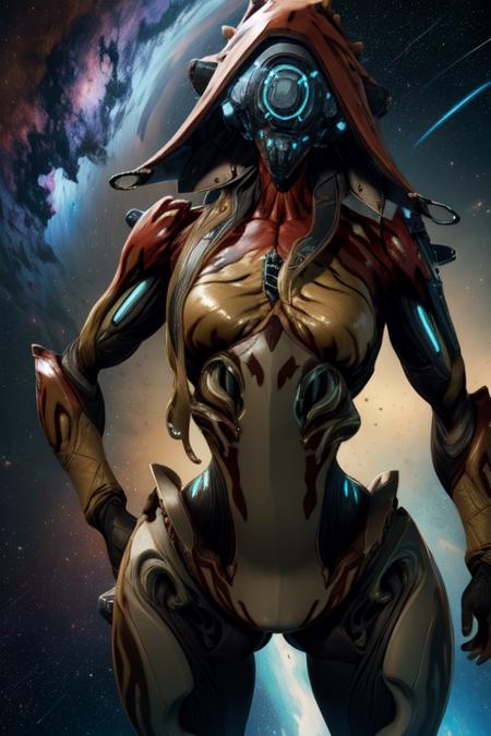 Ivara, helmet,  cameltoe,   
 upper body,  cowboy shot,   standing, 
 solo, space ship, stars,  warframe,   hips, 
(insanely detailed, masterpiece, best quality) 
 <lora:Ivara:0.8>