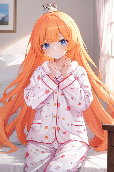 masterpiece, best quality, highres, 1girl mini crown <lora:goumon_hime_no_outfit:1> pajamas