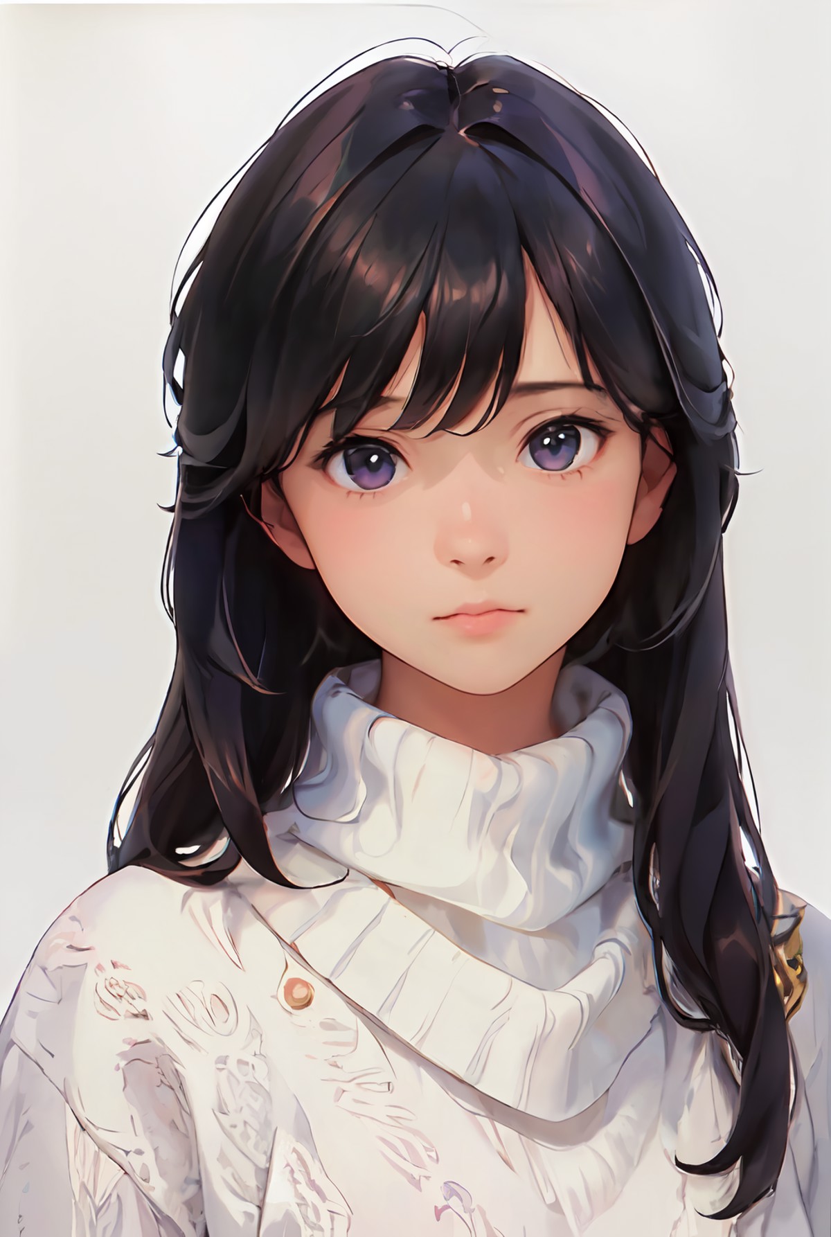 (masterpiece, realistic, ultra high res, high quality:1.2),
1girl, (young),(no make-up), black hair,
in white knit sweater...