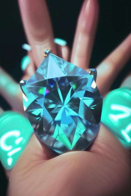 gorgeous neon diamond, close up,