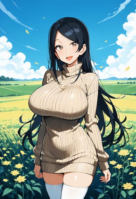 takizawa_kyouko, mature female, brown eyes, black hair, hair bun, single hair bun, collarbone, office lady, business suit, black suit, formal, black skirt,