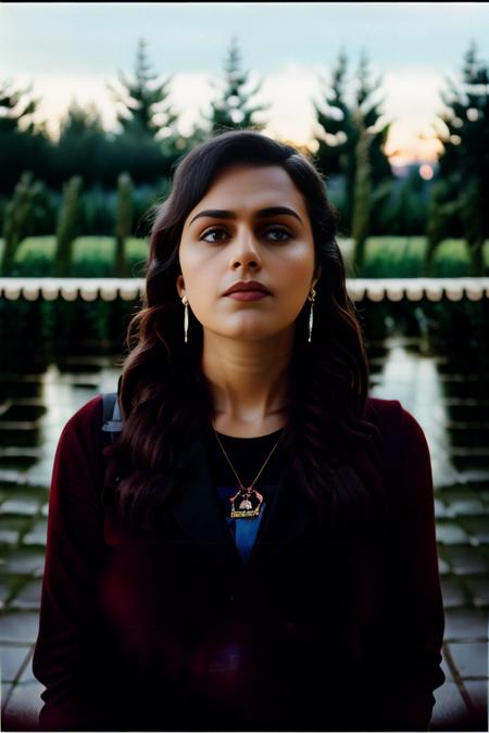 ShraddhaSrinath, art by Natalia Drepina, photograph, Gloomy fat Girl, Potter, deep focus, Sketched, film grain, Kodak portra 400, Circular polarizer, Spirals, stylized,  <lora:ShraddhaSrinathSD1.5:1>