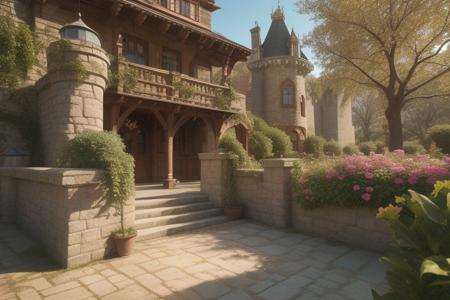 A happy cute, (castle:1.2), building, architecture, Adorable, heart warming, cheerful, detailed, bright colours, shiny, eco-friendly, garden, winter, environmental, sunlight, shadows, digital art, whimsical, playful, intricate details, high resolution, photorealistic, joyful atmosphere, gentle, soft lighting, cartoonish style, enchanting, vivid, appealing, imaginative, family-friendly, [photography, realistic, photorealistic, (8k), (highly detailed), cinematic lighting, intricate details, (high resolution), award-winning,   correct focus, realistic, realistic lighting, (highly detailed),  masterpiece], ((Cinematic Still-Shot)), no humans,