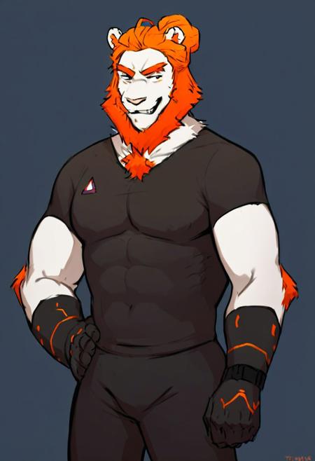 1Male, Lion, White Body, Orange Hair, Long Hair, Standing, Facing Viewer, score_9, score_8_up, score_7_up, score_6_up, score_5_up, score_4_up, source_furry, source_anime, Brave Browser, TomFischbeck