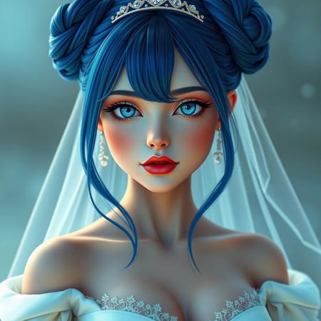 Snuddy, Blender,a realistic and detailed, sweet 18 years old girl, realistic style, infinite ultra high definition image quality and rendering, infinite image detail, infinite realistic render, infinite realistic lightning detailed water, realistic, perfect tits, crsna, blue hair, double bun, blue eyes, tiara, lipstick, detached collar, white dress, strapless dress, cleavage, wedding dress, detached sleeves, veil,  masterpiece, cinematic light, tits visible, tits focus, hyper detailed,
, narrow waist, gigantic wide hips, (gigantic thighs:1.2), (gigantic breasts:1.2), hanging breasts, (hyper butt:1.0), (hyper breasts:1.2), large areolae, huge nipples,realistic, ultra-detailed face, ultra-detailed eyes, clevage, sexy, charming, seducing, gr4cieb0n, wide hips, thick thighs, bbl, gigantic ass, look from side, showing ass, spread ass