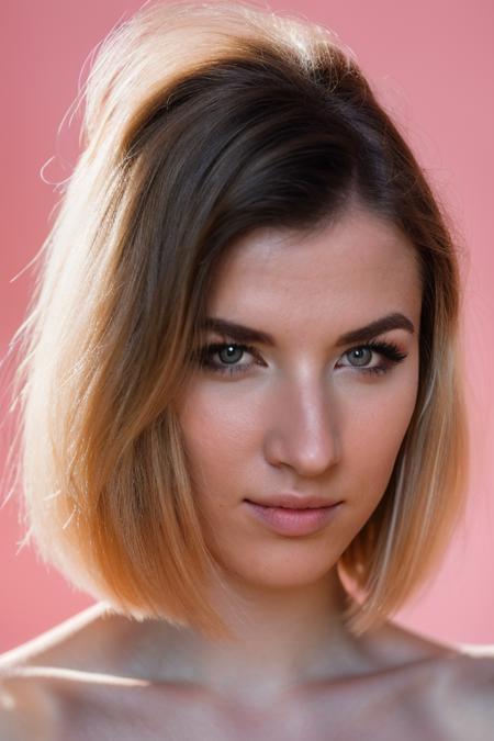 portrait of wo_kira01 woman, :| , wearing tulle , with natural blonde Shag haircut , background roman city epic (photo, studio lighting, hard light, sony a7, 50 mm, matte skin, pores, colors, hyperdetailed, hyperrealistic)