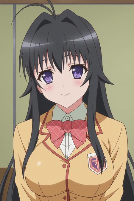 1girl, minamoto chizuru, kanokon, purple eyes, black hair, long hair, large breasts, 1girl, minamoto chizuru, kanokon, purple eyes, fox ears, fox tail, blonde hair, long hair, large breasts, school uniform, long sleeves, bow, plaid skirt, kneehighs, anime coloring, anime screencap,