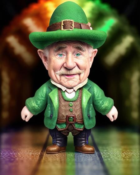 <lora:Kanevsky:0.85> (RAW photo, best quality), surprised old man is (tiny leprechaun on the rainbow:1.3), saints patrick day, trending on artstation, masterpiece