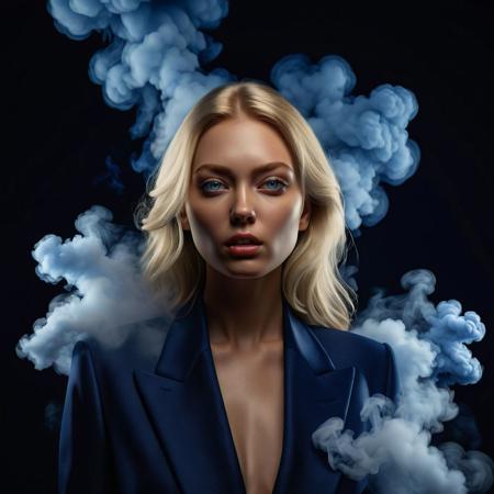 Ultra realistic color pencil drawn portrait of a beautiful 20yo blonde female photo model modeling in a studio on a black box against a midnight blue backdrop and with smoke machines filling the room with fog
BREAK
Deep dark intense (midnight blue hazy background:1.6),
dynamic lighting, (soft shadows), (soft focus),  (photo realistic), uhd, 8k
