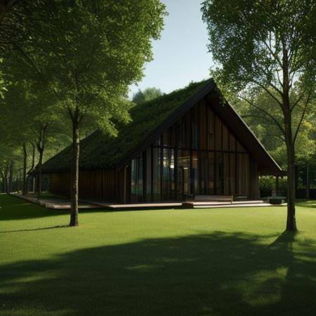 front dark city short coridor to the highlight forest in back, architechure,  hi res, photo, relatistic, detail
