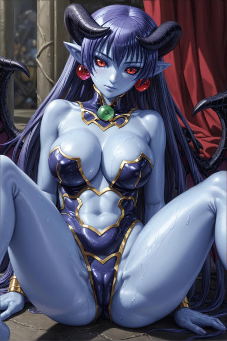 astaroth \(shinrabansho\), long hair, blue skin,