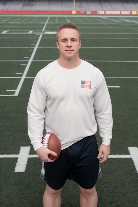 RAW photo, photo of man sc_abe on (american football) field <lora:SC_Abe-07:0.9>, 8k uhd, dslr, soft lighting, high quality, film grain, Fujifilm XT3