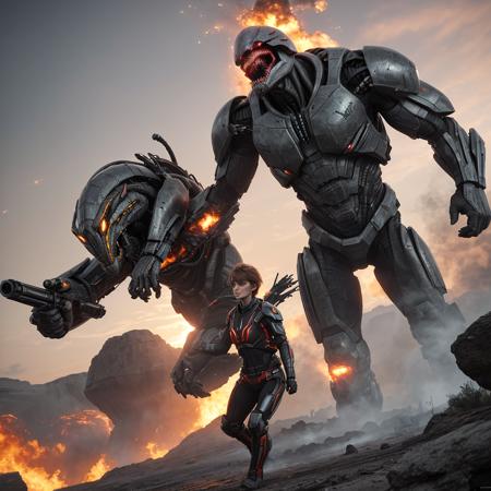 Gigant predator, cinematic, prime 1 studio, sci-fi but wild, titanium, linquivera,ultrawide lens, micro photography, sunset, beautiful, cgsociety, artstation, 8 k, cinematic action, explosions, persecucin, fire, war, adrenaline, 35mm,

<lora:more_details:0.5>,


