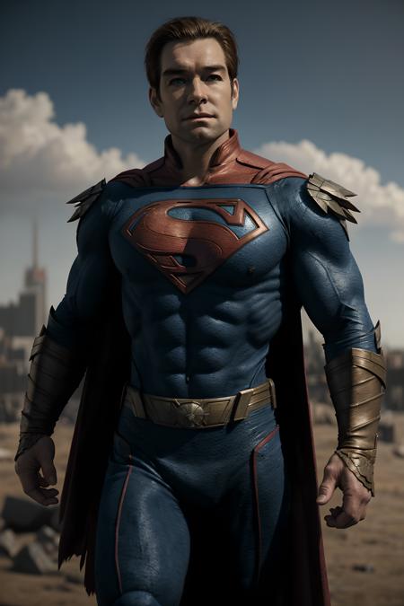 Antony Starr <lora:Antony_Starr-000003:1>, superman outfit, by justin gerard and greg rutkowski, digital art, realistic painting, dnd, character design, trending on artstation