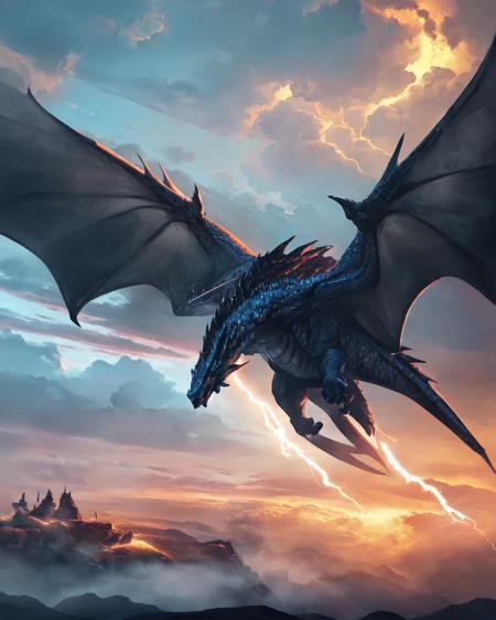 <lora:classic dragon:0.5> thunder dragon flying by,
(masterpiece),  best quality, highres, 4k, 8k, Detailed Illustration, intricate detail, cinematic lighting, amazing quality, amazing shading, soft lighting