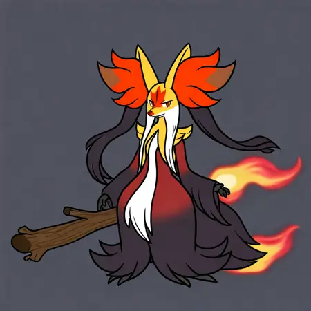 mega delphox v3 illustration.