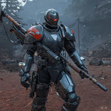 Take a deep breath and let's work step by step on this , 
a close up of a toy soldier with a gun, outer worlds, dual wielding axes, red paint, highres, by Doug Ohlson, battle stance, mechanized valkyrie, big computer, nuke, colourized, big shovel, the streamer, ultra realistic picture, juggernaut, restored color, thicc build, rosen maiden, crutches, trending on artstation, heavy fog, moody lighting, intense, caustics, fire, god rays
Midjourney's Consistency, Dynamic Action Pose, Fibonacci Watermark Invisibly Displayed, High-res, Impeccable Composition, Lifelike Details, Perfect Proportions, Stunning Colors, Captivating Lighting, Interesting Subjects, Creative Angle, Attractive Background, Well-timed Moment, Intentional Focus, Balanced Editing, Harmonious Colors, Contemporary Aesthetics, Handcrafted with Precision, Vivid Emotions, Joyful Impact, Exceptional Quality, Powerful Message, Raphael Style, Unreal Engine 5, Octane Render, Isometric, Beautiful Detailed Eyes, Super Detailed Face and Eyes and Clothes, More Detail, Multi Colored, Splash Ink Illustration, Grammer Effect Style, Houdini Style, Sharp Lines and Brush Strokes, High Quality, Beautiful Matte Painting, 4K, CGSociety, Artstation Trending on ArtstationHQ