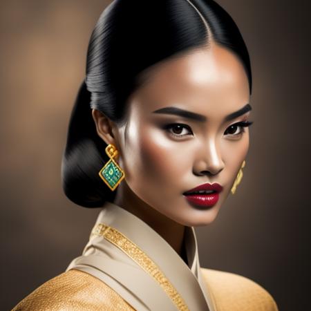 <lora:midvnfacestyle:1> modelshoot style, RAW photo,1girl, 3d, asian, black_hair, blurry, brown_background, earrings, forehead, jewelry, lips, looking_at_viewer, nose, open_mouth, photo,  solo