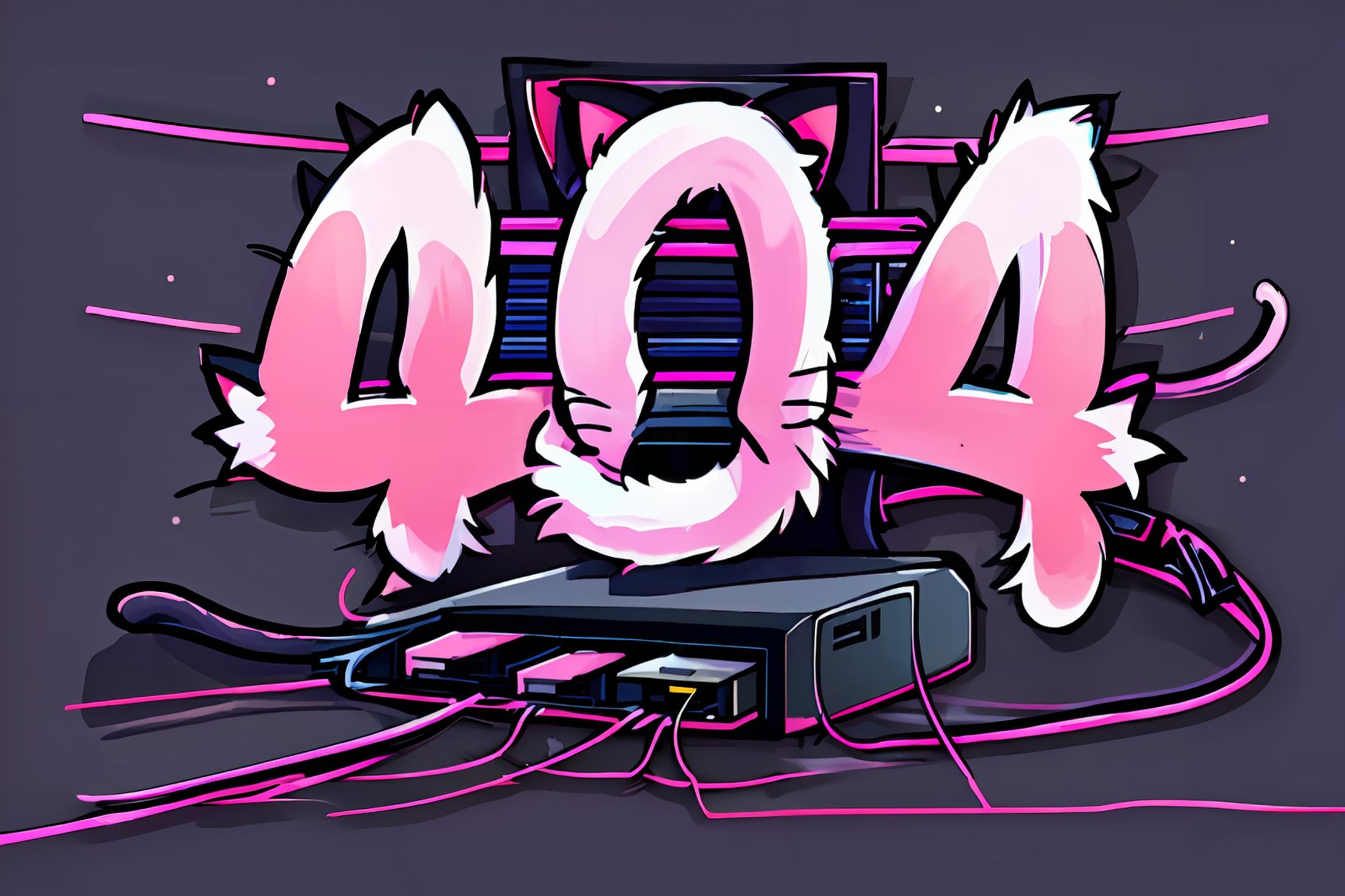 A 404 error image with a cat in a box.