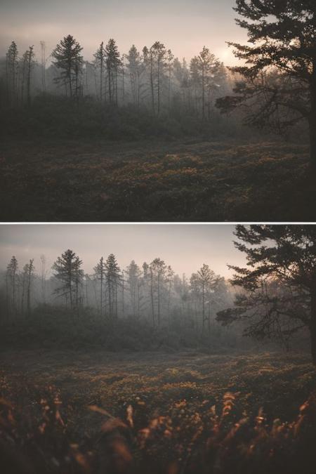 raw photo, a sunset landscape, Valdivian temperate forests, Chilean forest,  cozy, photorealistic, high detailed texture, 8k uhd, dslr, soft lighting, high quality, film grain, Fujifilm XT3, Sony A7 IV, highly detailed photography, (muted colors, cinematic, dim colors, soothing tones:1.2), vibrant, insanely detailed, hyperdetailed, (dark shot:1.2), (vsco:0.3), (intricate details:0.9), (hdr, hyperdetailed:1.2) (highest coherency: 1.39) (highest quality: 1.39) (rule of Thirds) (award winning) (breathtaking) (masterclass) (vibrant color: 0.79) (overcast)