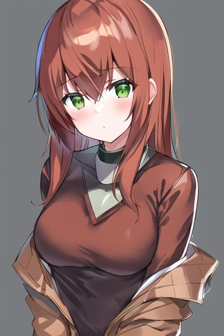 ultra detailed, makise kurisu, 1girl, green eyes, <lora:makise kurisu:0.8>, upper body,